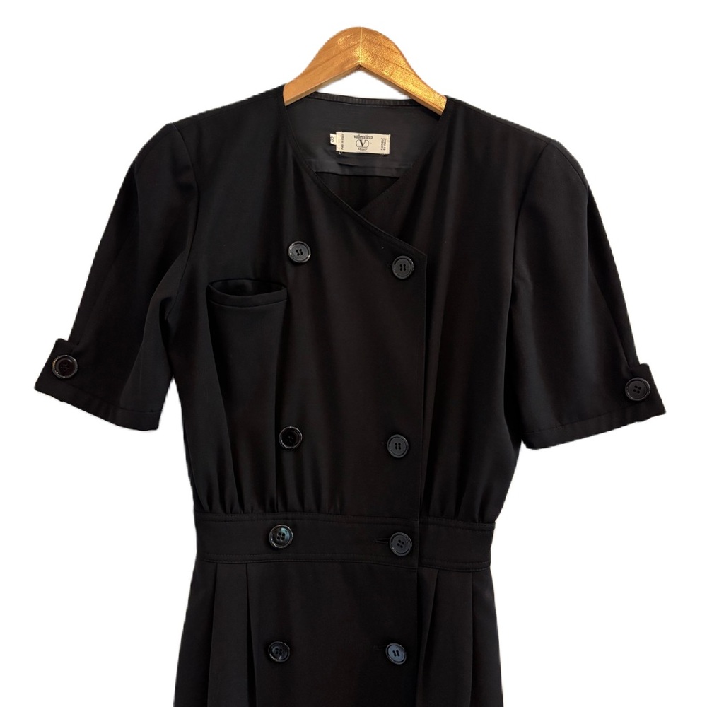 Vintage 90’s Valentino Double Breasted Wool Black Dress Size 40 - Picture 3 of 7